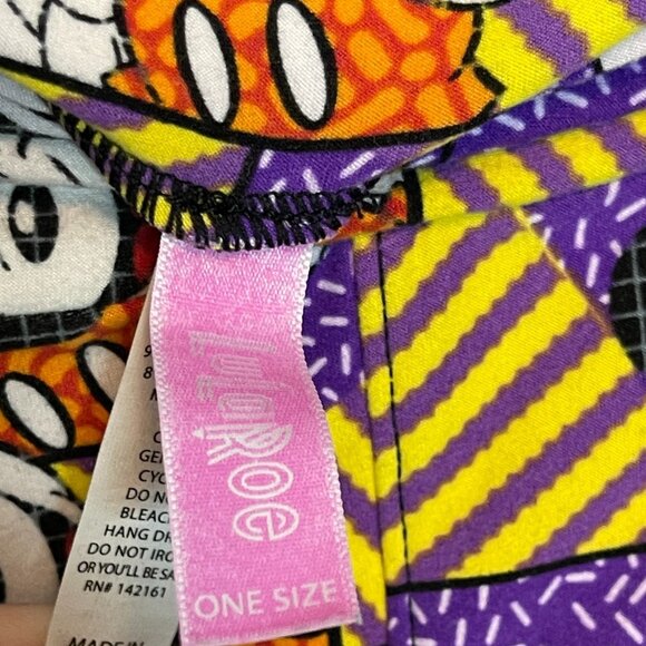 Lularoe Women Mickey Mouse Striped Geometric Pull On Elastic Waist Leggings OS - Picture 4 of 8